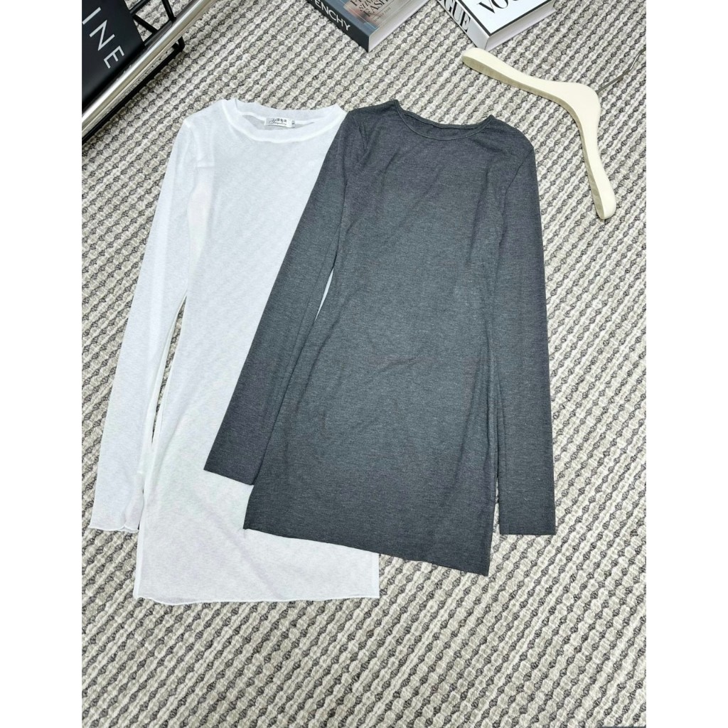 Váy body nữ dài tay tôn dáng mai phương bùi, hách dáng 2 lớp, váy thun body 2 lớp ôm eo mai phương bùi