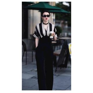 Jumpsuit phối sọc cao cấp