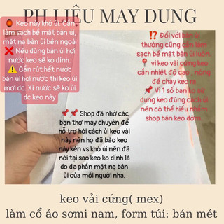 Keo vải cứng làm cổ, làm lưng quần- mex vải cứng khổ 90cm