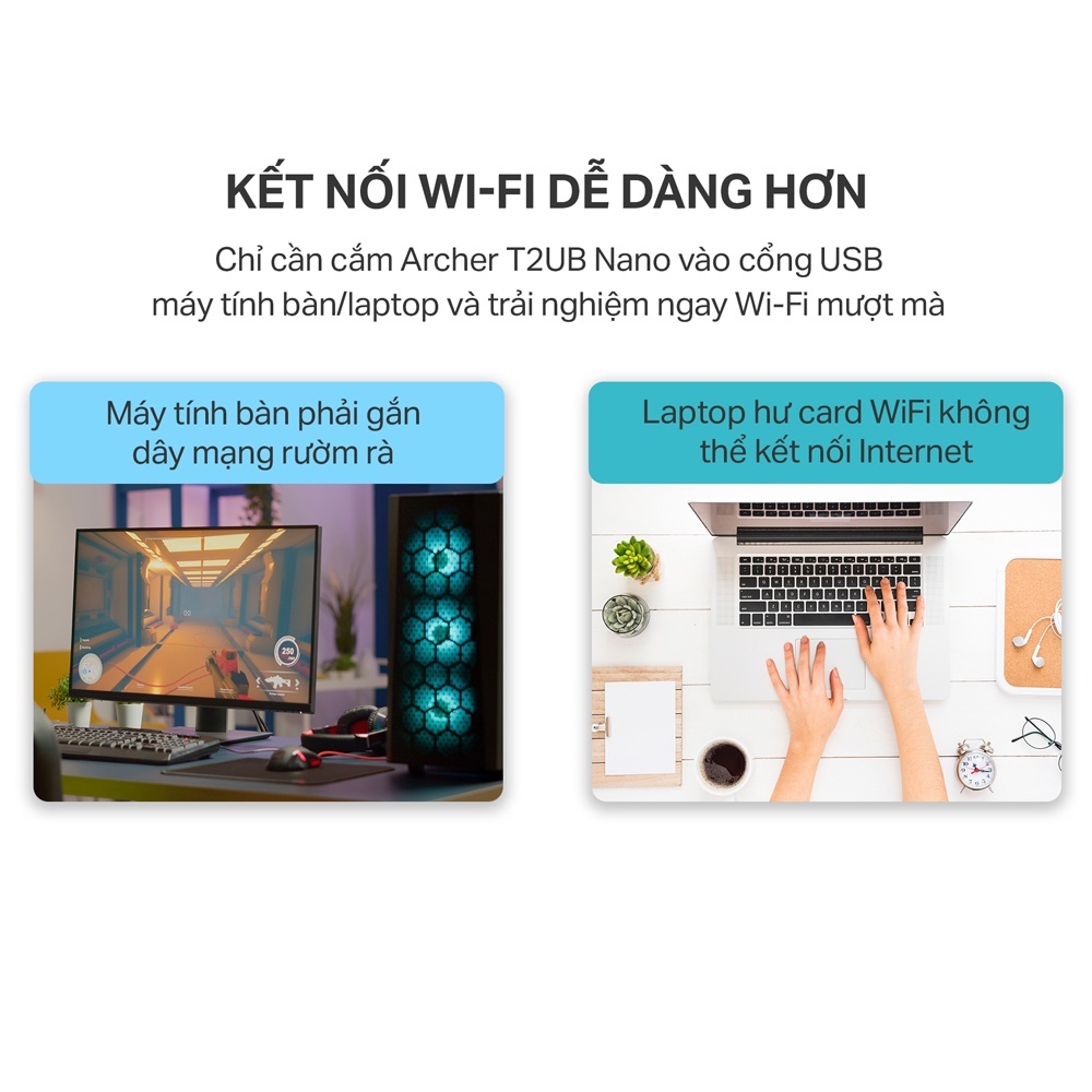 USB Wifi + Bluetooth TP-Link T2UB Nano AC600 Bluetooth 4.2 Dùng Cho PC hoặc Laptop - Hàng Chính Hãng BH 2 Năm
