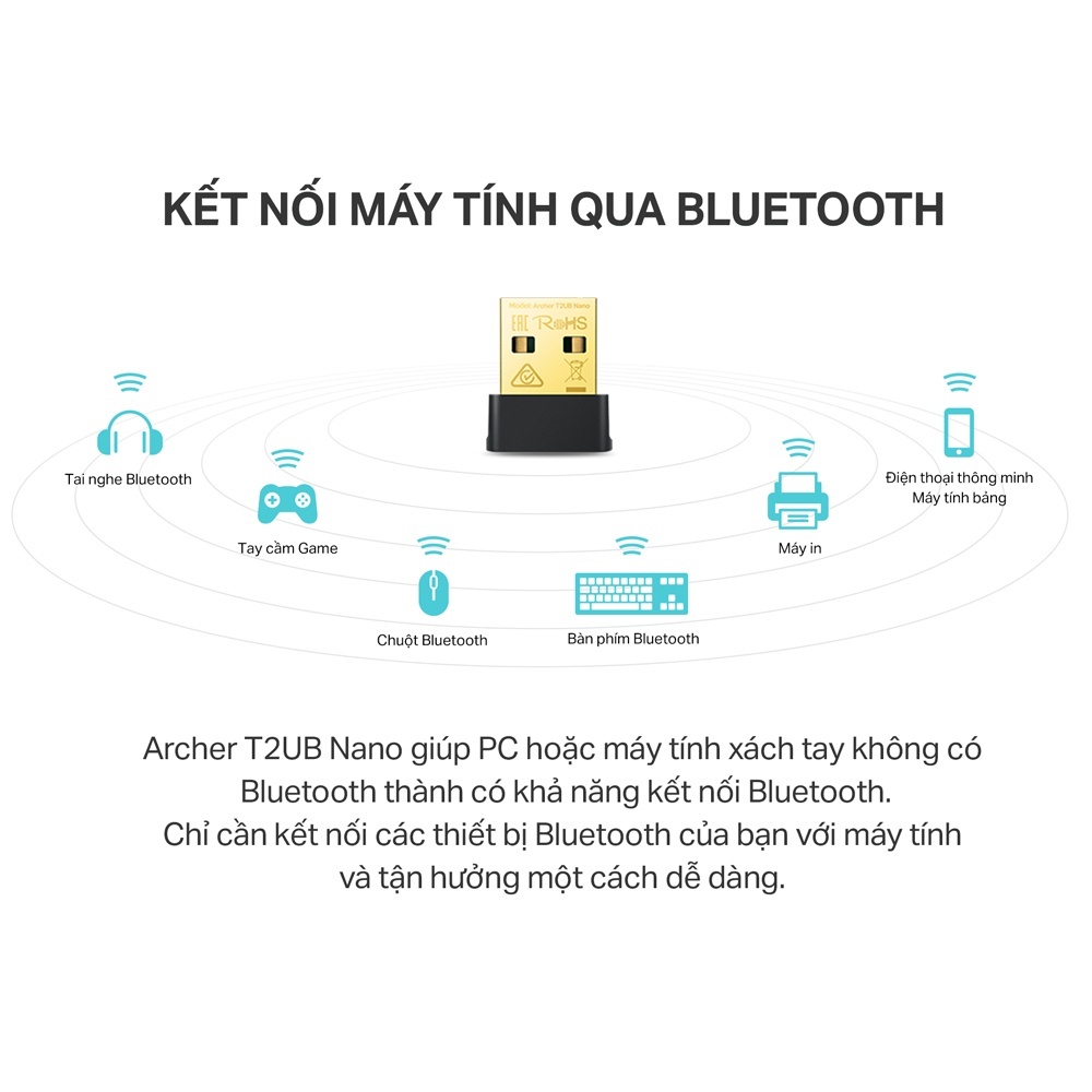 USB Wifi + Bluetooth TP-Link T2UB Nano AC600 Bluetooth 4.2 Dùng Cho PC hoặc Laptop - Hàng Chính Hãng BH 2 Năm