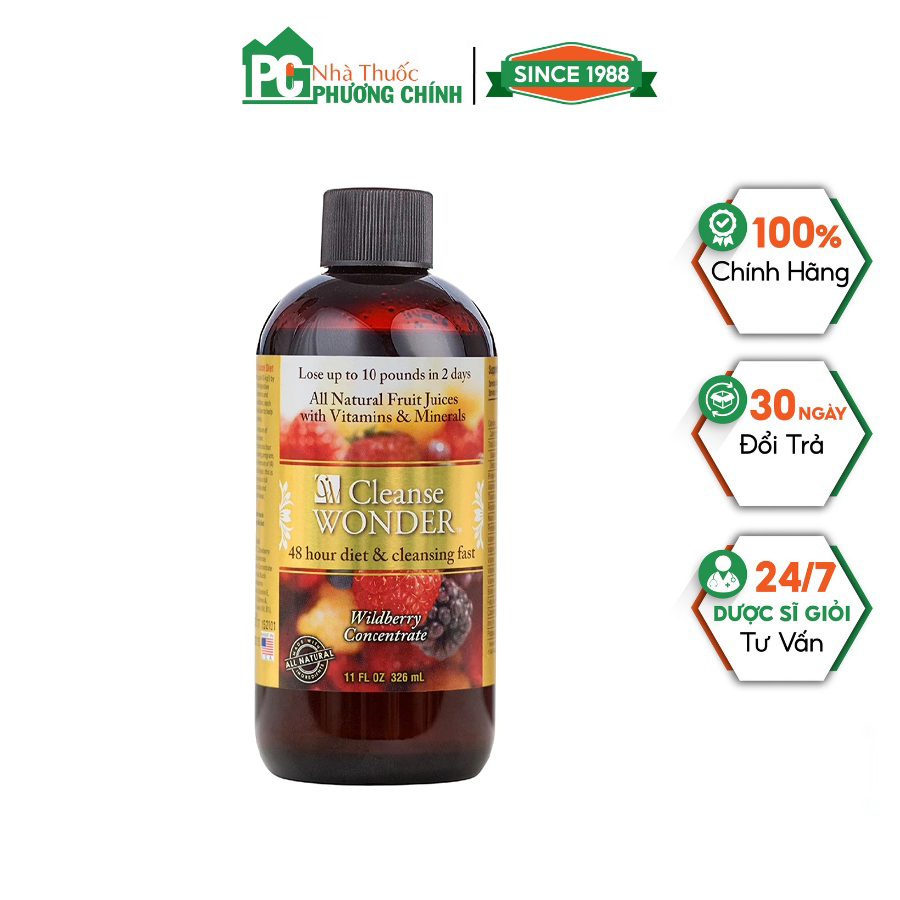 Cleanse Wonder - Nước Detox Giảm Cân Từ Trái Cây Cho Da Xinh Dáng Đẹp (Chai 326ml)