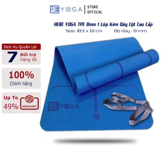 Thảm Tập Yoga Gym TPE Định Tuyến 8mm 1 Lớp Cao Cấp YOGA HBE Kèm Dây Cột Thảm Cao Cấp