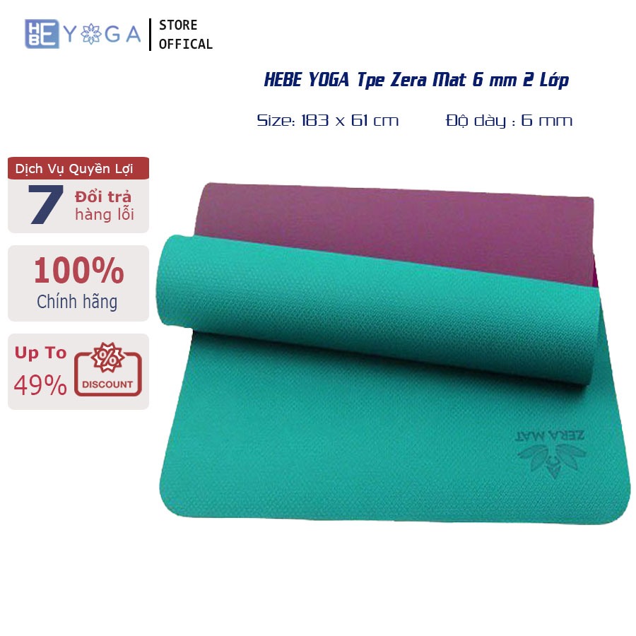 Thảm Tập Yoga Gym YOGA HBE Zera Mat Tpe 6mm 2 Lớp Cao Cấp
