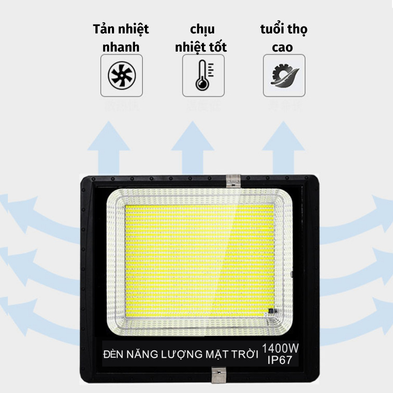 Đèn Năng Lượng Mặt Trời 1400W Nami Pha Led Siêu Sáng Chống Nước IP67