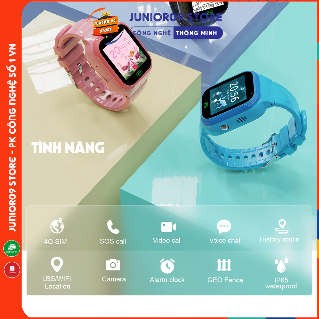 Đồng hồ thông minh Định vị Trẻ em Lắp sim Nghe gọi Video Call Chống nước cho bé trai bé gái JUNIOR09 WATCH KIDS PRO