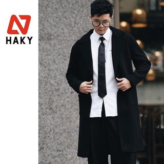 HK 3 - Áo Mangto Dạ Nam HAKYNGUYEN Phong Cách Hàn Quốc Dáng Dài Qua Gối 2 Cúc Túi Ngoài
