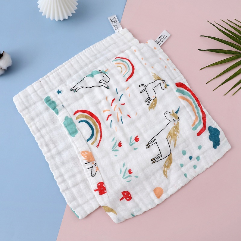 Khăn xô nhăn 6 lớp chất liệu sơi tre organic an toàn cho bé, khăn sữa, khăn mặt 25x25 cho bé chọn mẫu