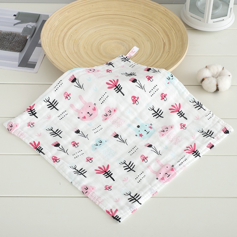 Khăn xô nhăn 6 lớp chất liệu sơi tre organic an toàn cho bé, khăn sữa, khăn mặt 25x25 cho bé chọn mẫu