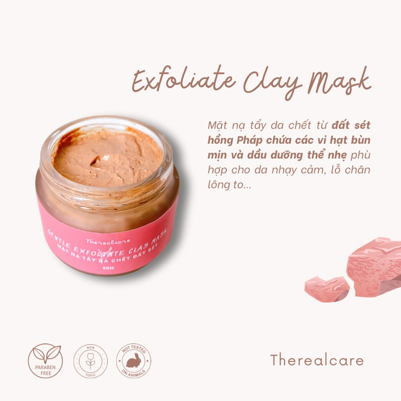 🤍MẶT NẠ TẨY DA CHẾT ĐẤT SÉT HỒNG GIẢM MỤN CÁM, SÁNG DA🤍GENTLE EXFOLIATE CLAY MASK
