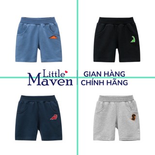 Quần hè cotton bé trai Little Maven/ 27 Kids trơn màu thêu khủng long 2-7 tuổi A173 - Little Maven Chính Hãng