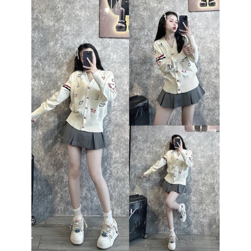 Áo Khoác Cardigan Thom CDG Chất Len Tăm Cao Cấp, áo khoác cadigan cá heo siêu cute T64