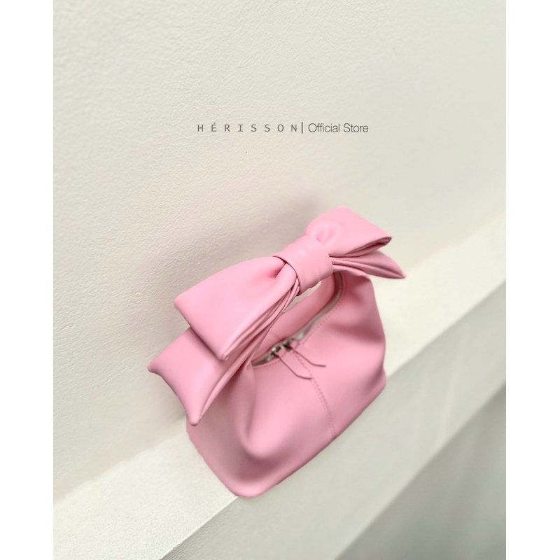 Chow bag màu hồng barbie bản Xách tay + nơ tháo rời