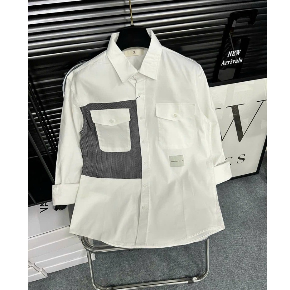 Áo Sơ Mi Kẻ Sọc Xám Dài Tay Vải Cotton Lụa Cao Cấp Mẫu Hot