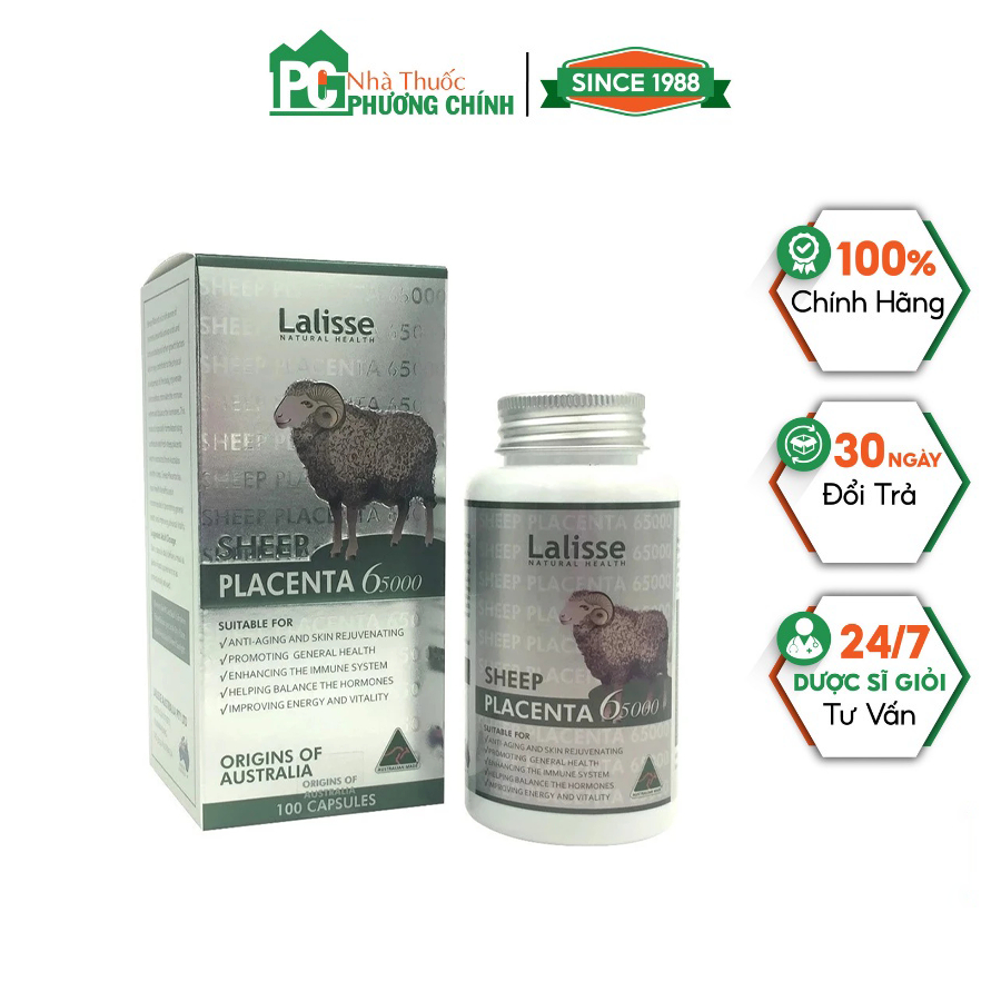 Lalisse Sheep Placenta - Viên Uống Nhau Thai Cừu Úc Giúp Làm Đẹp Da (Hộp 100 Viên)