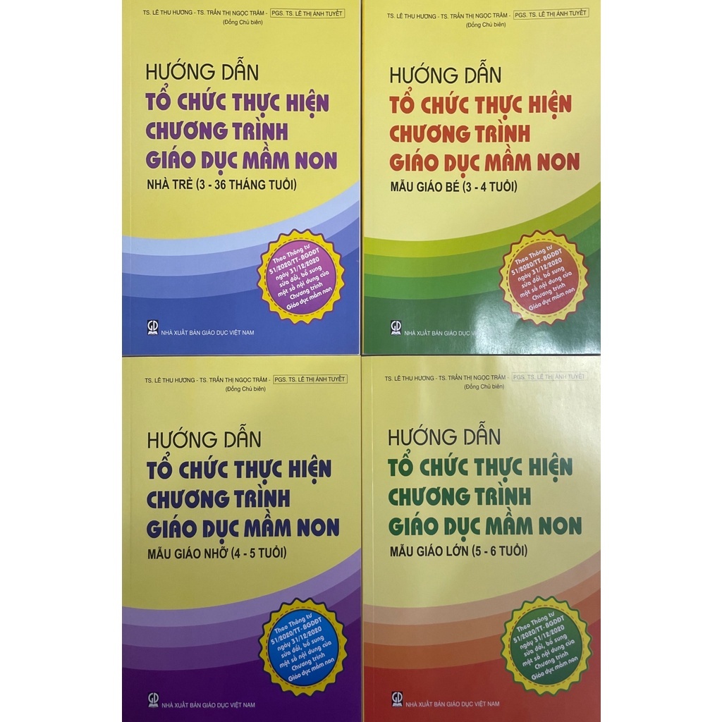 Sách - Combo 4 cuốn Hướng dẫn tổ chức thực hiện chương trình giáo dục mầm non 3-36 tháng + 3-4t + 4-5t + 5-6t ( 4 cuốn)