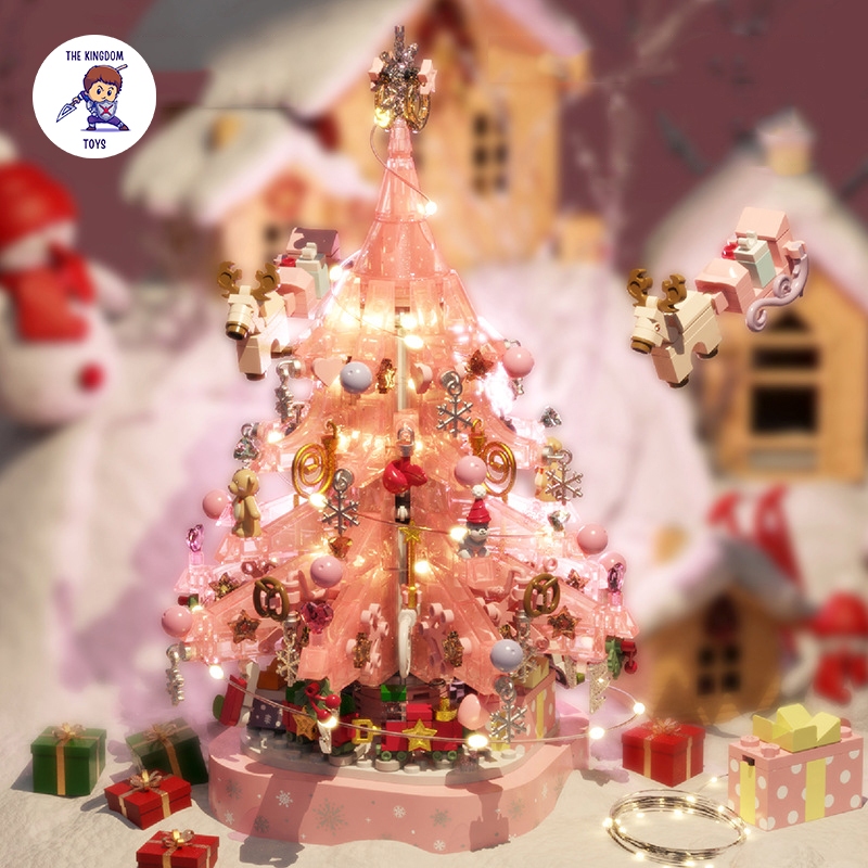 Đồ Chơi Lắp Ráp Noel Mô Hình Cây Thông Pha Lê Hồng Giáng Sinh Có Nhạc Và Đèn Phát Sáng Merry Christmas 605024