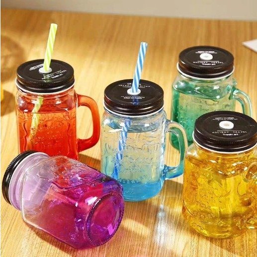 Cốc thủy tinh có quai kèm nắp 450ml