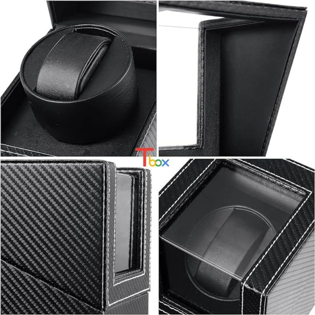 Hộp xoay đồng hồ cơ Hộp đựng đồng hồ cơ quay tự động bọc da PU cao cấp. Nguồn điện hoặc pin AA