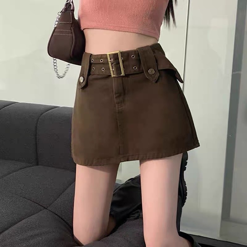 Chân Váy Kaki Chữ A Lưng Cao Kèm Belt 4 Màu Độc Đáo - Chuly