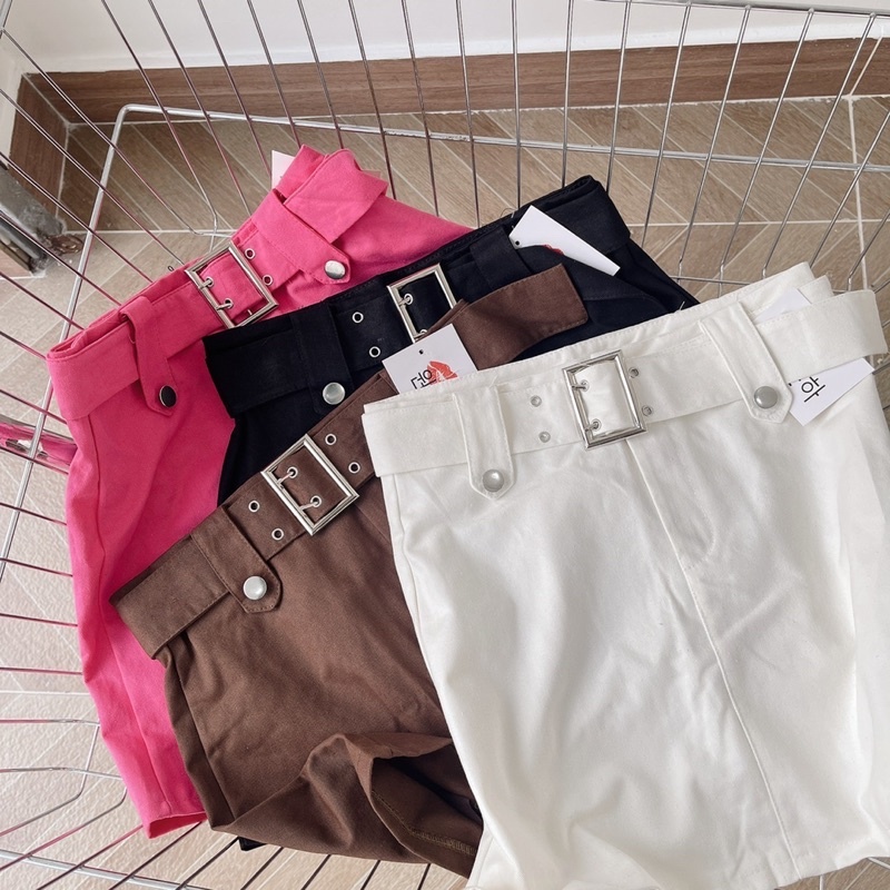 Chân Váy Kaki Chữ A Lưng Cao Kèm Belt 4 Màu Độc Đáo - Chuly
