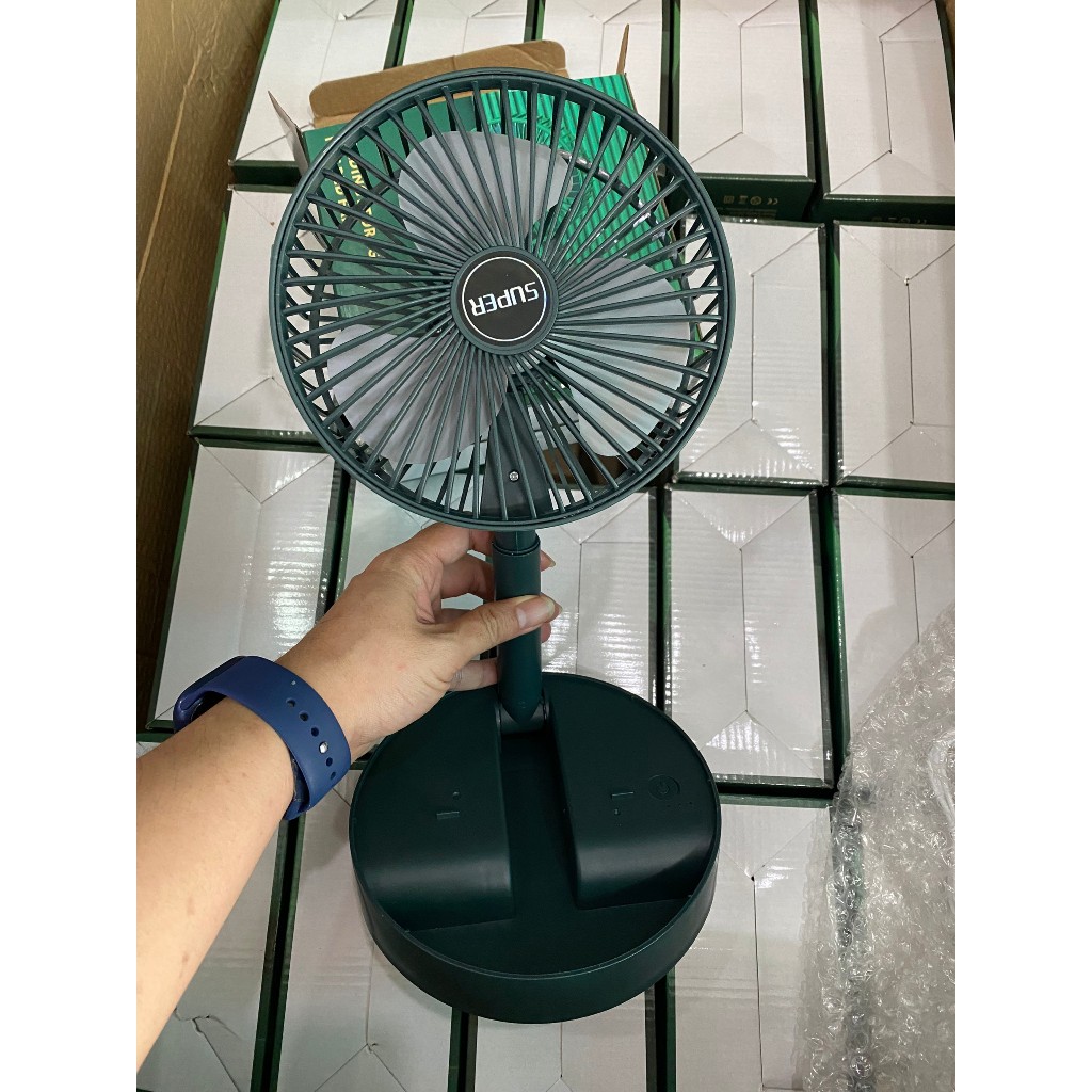 Quạt Tích Điện Gấp Gọn SUPER Kèm Dây Sạc