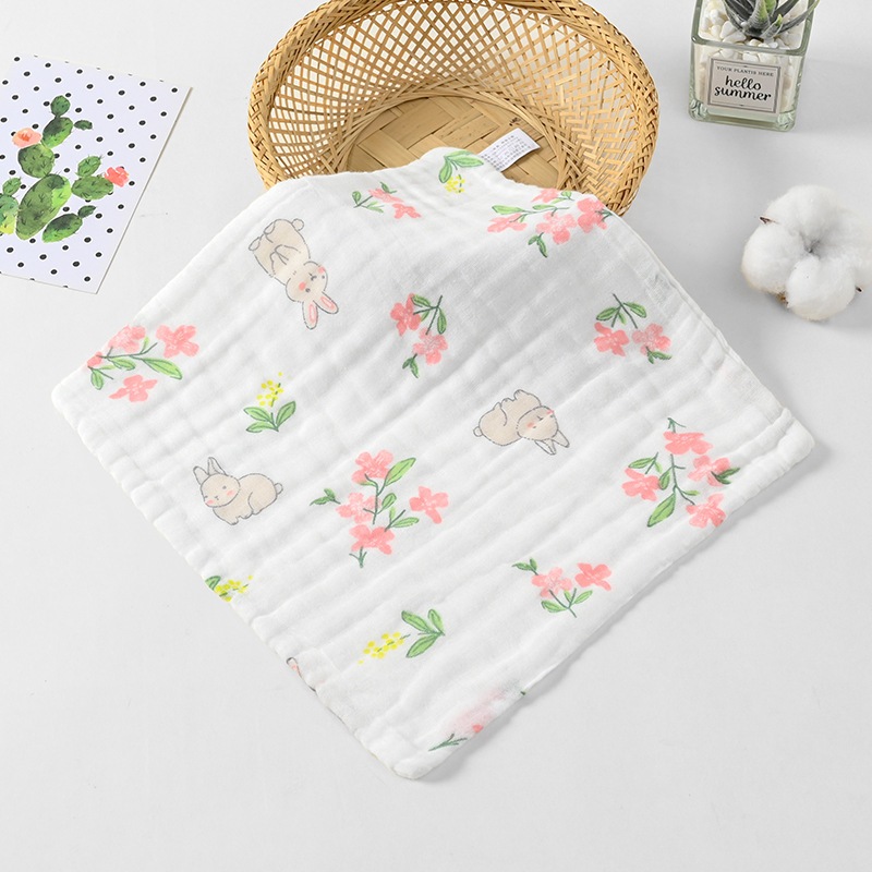 Khăn xô nhăn 6 lớp chất liệu sơi tre organic an toàn cho bé, khăn sữa, khăn mặt 25x25 cho bé chọn mẫu