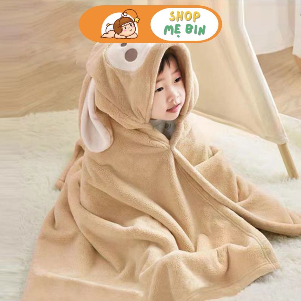 Khăn tắm cho bé, khăn tắm trùm đầu hình thú ngộ nghĩnh cho bé yêu