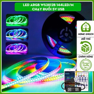 Đèn led đuổi argb ws2812b 144 led 1 mét hiệu ứng sóng nhạc điều khiển qua app + remote