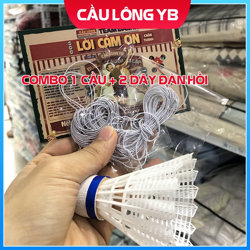 Cầu lông nhựa + 2 dây đàn hồi luyện tập cầu lông ngoài trời, tập cầu l