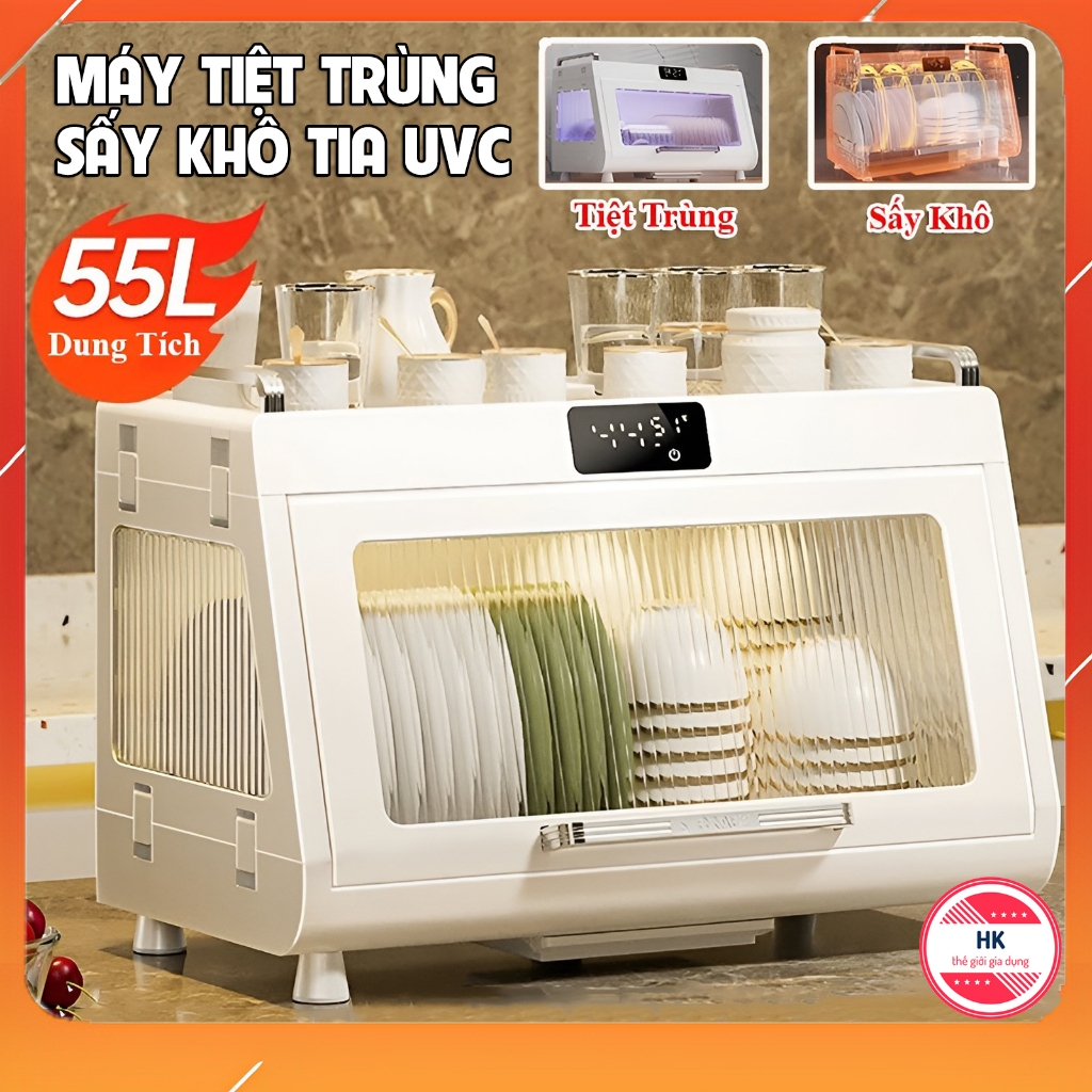 Máy Tiệt Trùng Sấy Khô Bát Đũa Bằng Tia UVC Dung Tích 55L Sấy Khô 70° Khử Ion Âm Diệt Vi Khuẩn An Toàn Và Tiện Dụng