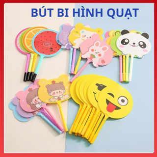 [Giá sỉ] Combo 10  Bút Bi Quạt Nhựa Nhiều Hình Cầm Tay Dễ Thương
