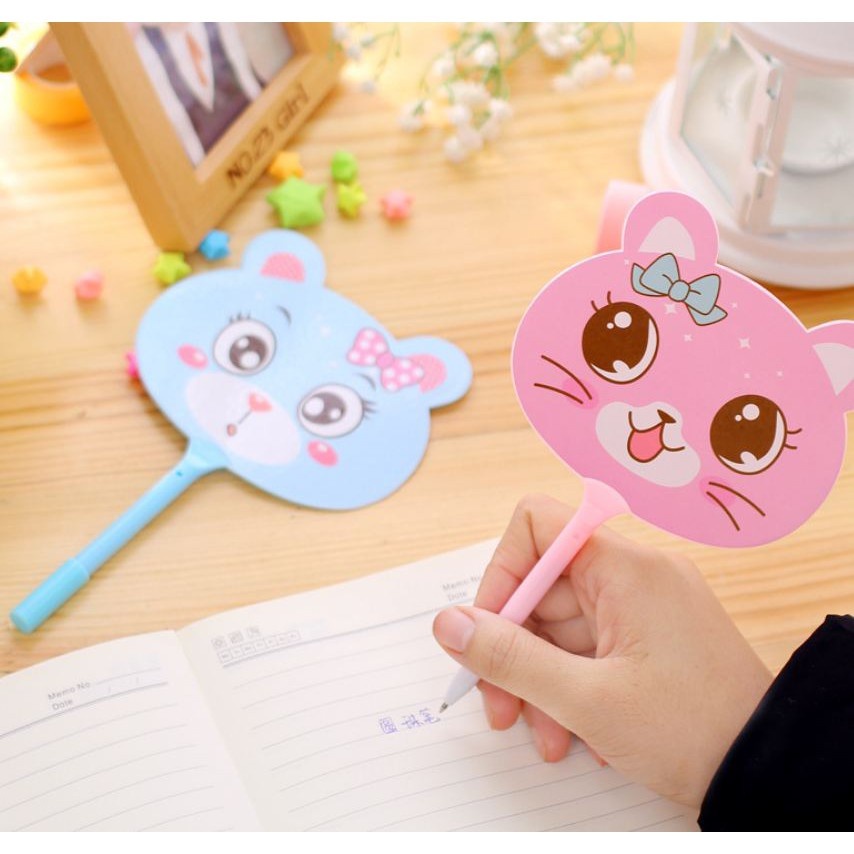 Bút Bi Quạt Nhựa Nhiều Hình Cầm Tay Dễ Thương