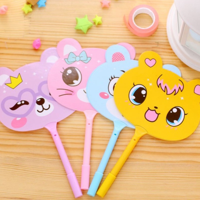 Bút Bi Quạt Nhựa Nhiều Hình Cầm Tay Dễ Thương