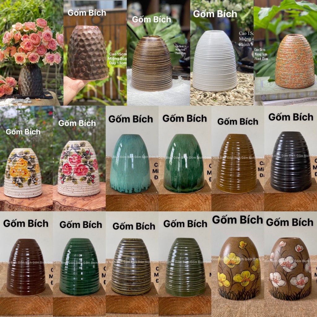 Bình Hoa Dáng Chuông Nhỏ Lọ Hoa Mini Để Bàn Decor Trang Trí Đẹp Gốm Sứ Bát Tràng - Gốm Bích