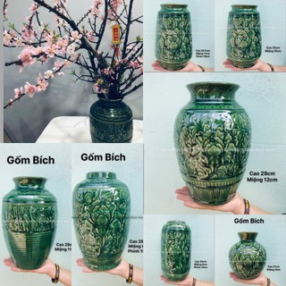Bình Hoa Lọ Hoa Phù Dung Vân Nổi - Gốm Sứ Bát Tràng - Decor Trang Trí Nội Thất