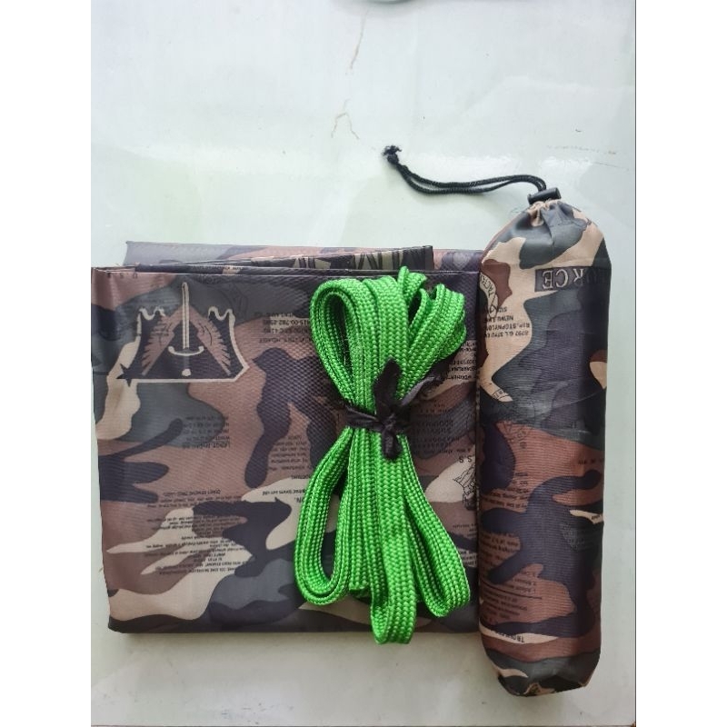 Võng dù 2 lớp dài 2,1m x 1,4m có túi võng kèm 4m dây dù màu xanh bóng bản 1,5cm