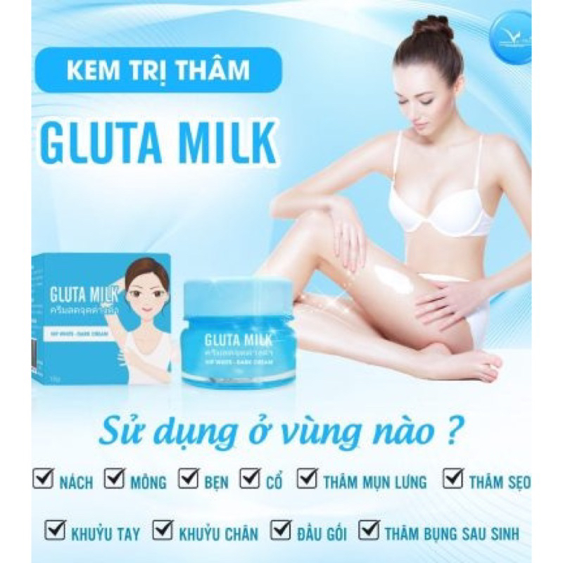 Kem Thâm nách Gluta Milk Thái Lan  giảm thâm, ngăn mùi cơ thể hiệu quả an toàn 15gr tặng kèm tuýp 10ml