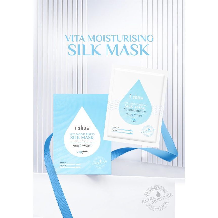 Mặt Nạ Lụa iShow Dưỡng Ẩm Làm Trắng Da Phục Hồi Da Hư Tổn - iShow Vita Silk Mask, Hộp 10 Miếng Mặt Nạ Lụa