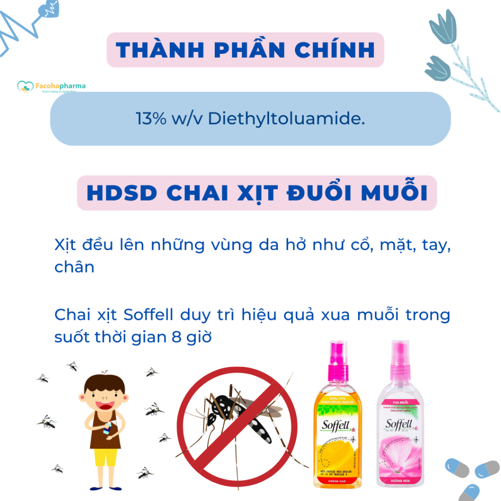 Chai Xịt Chống Muỗi Đuổi Muỗi Soffell Chính Hãng 80ml Hương Hoa Hương Cam An Toàn Dịu Nhẹ TPN6