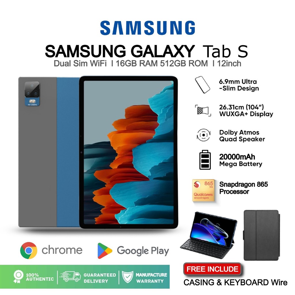 Máy Tính Bảng Samsung Galaxy Tab S | 12inch | 16GB RAM + 512GB ROM |