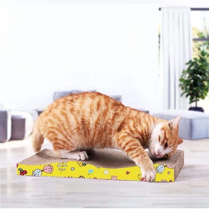 Bàn Cào Móng Carton Hình Chữ Nhật Cho Mèo - TẶNG KÈM CATNIP BẠC HÀ