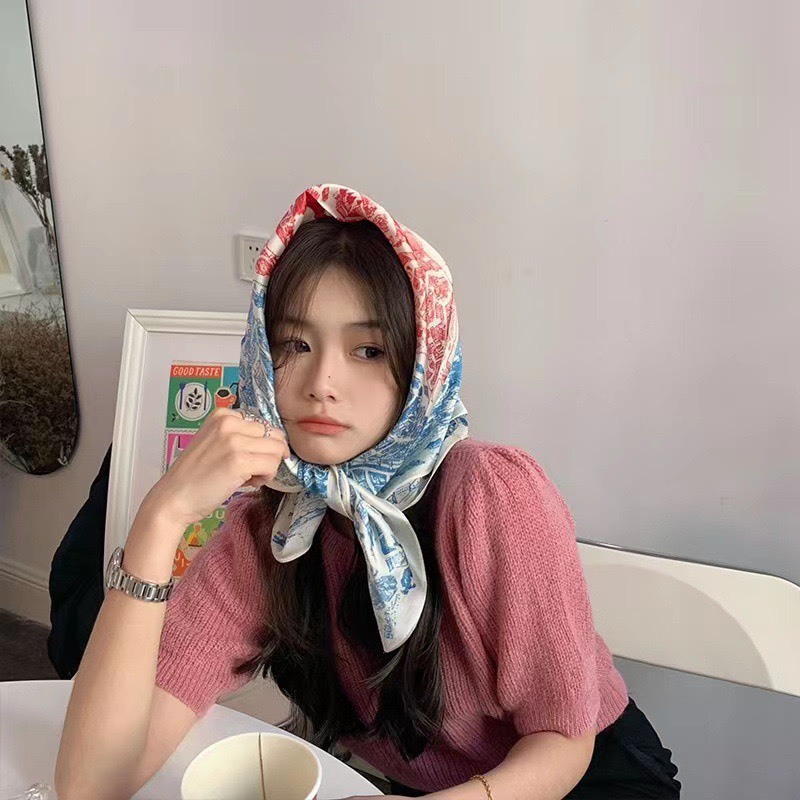 Khăn lụa vuông nhiều hgoaj tiết đa dạng thanh lịch kích thước 70x70cm Thy Thy store