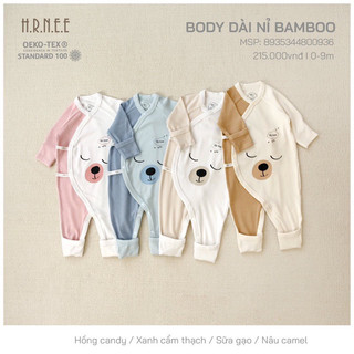 Bộ body nỉ Hrnee  petit cho bé từ 0-3m  đến  3-6m- mẫu mới 2023