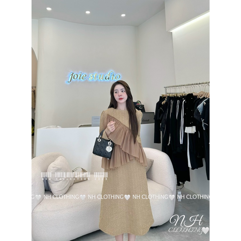 Váy len kim sa phối tơ sm