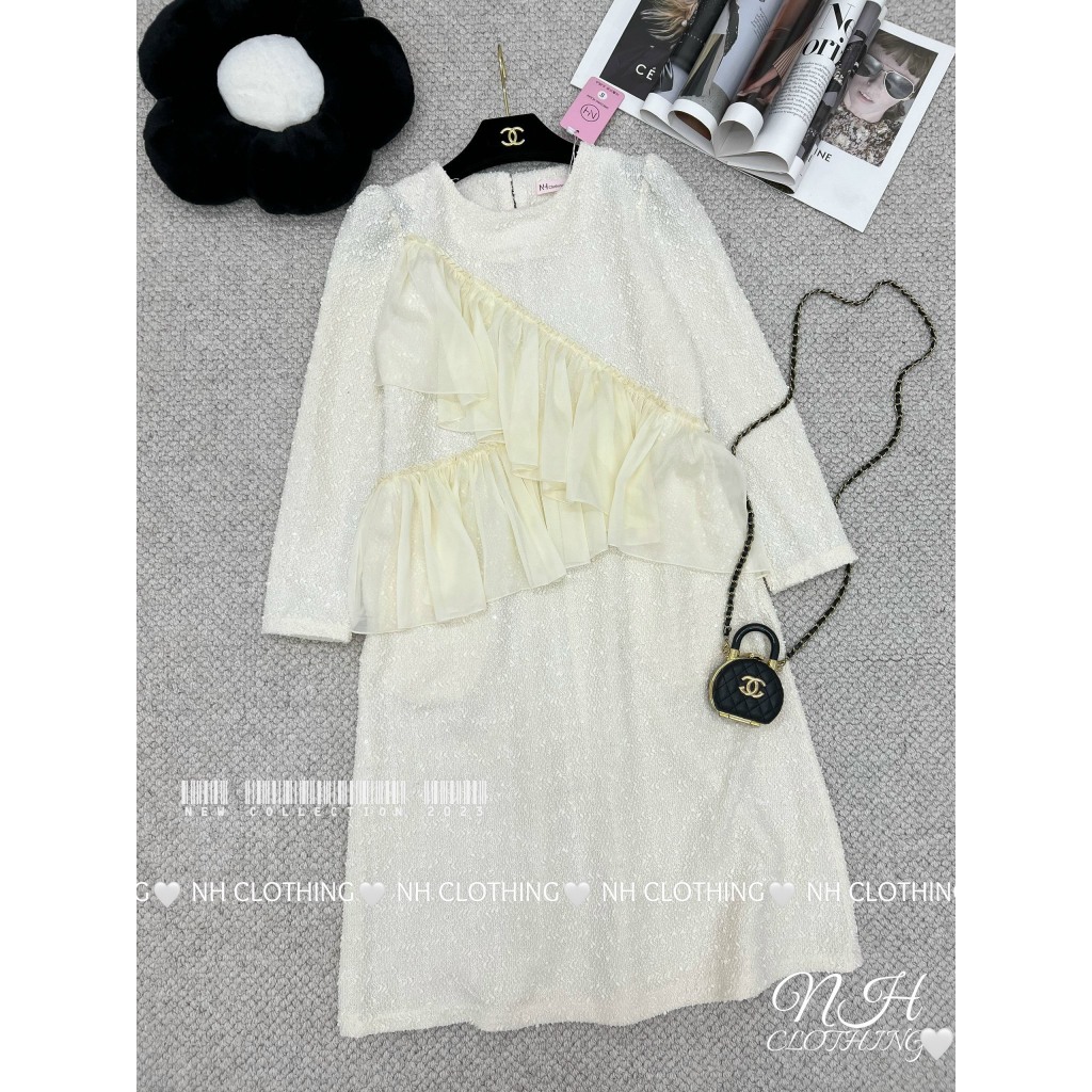 Váy len kim sa phối tơ sm