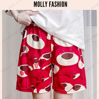 Quần Short hoạt hình GẤU ĐỎ Unisex dành cho nam nữ mặc nhà 38-80kg Molly Fashion