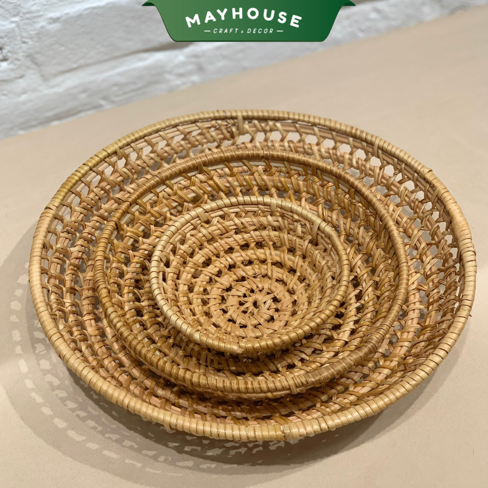 Khay mây tre đan đựng đa năng MAYHOUSE CRAFT&DECOR, đựng trái cây rau củ quả, decor trang trí bàn ăn