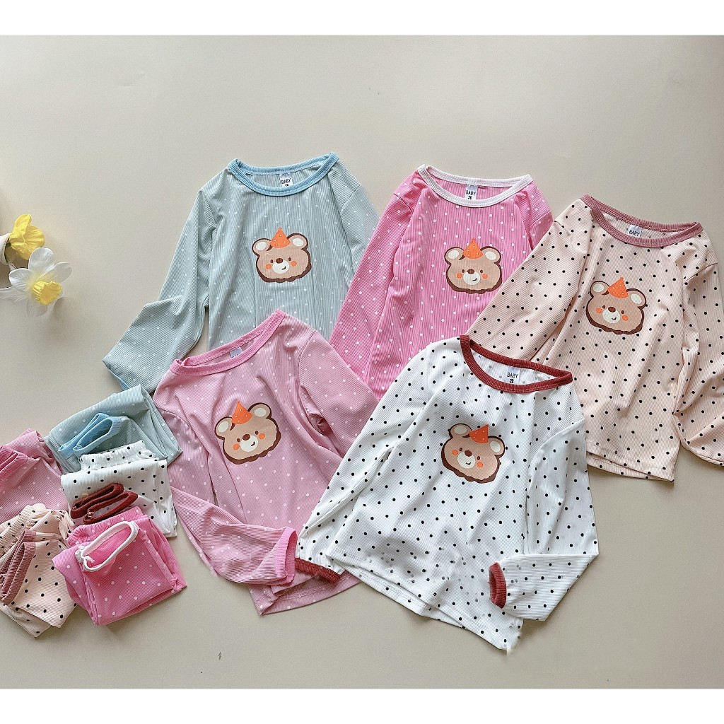 Bộ quần áo dài tay hình ngộ nghĩnh chất thun tăm cho bé trai bé gái diện thu đông dễ thương