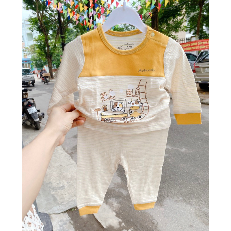 Abbieoh - Bộ quần áo dài tay sợi tre Thu Đông cho bé trai